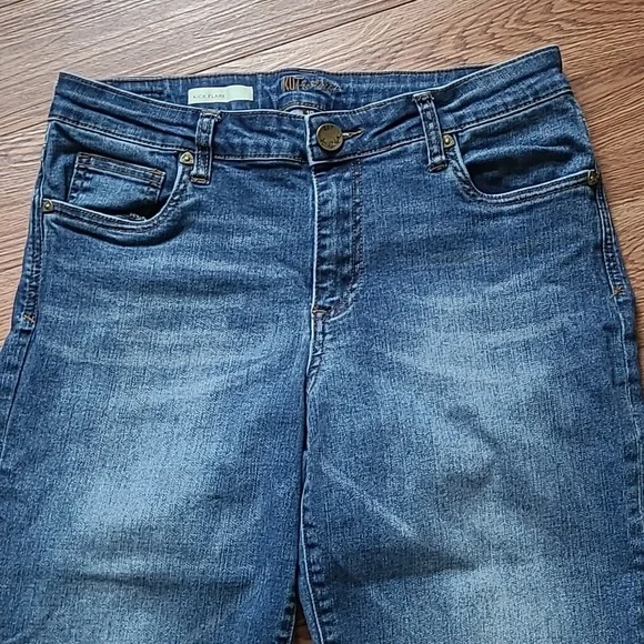 Kut From The Kloth Kick Flare Capri Dark Blue Jean Stretch Womens Size 10 - Picture 4 of 14